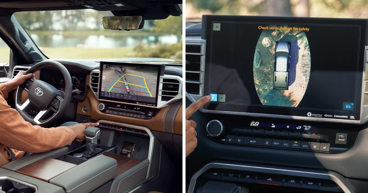 The trailer backup guide with straight path assist and panoramic view monitor in the 2026 Toyota Tundra