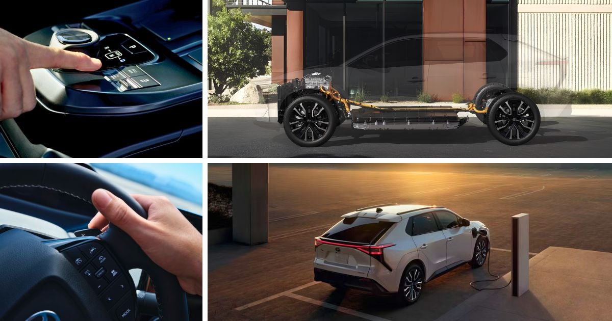 X-MODE with AWD, e-TNGA platform, adjustable regenerative braking, and DC fast charging features of the 2026 Toyota bZ