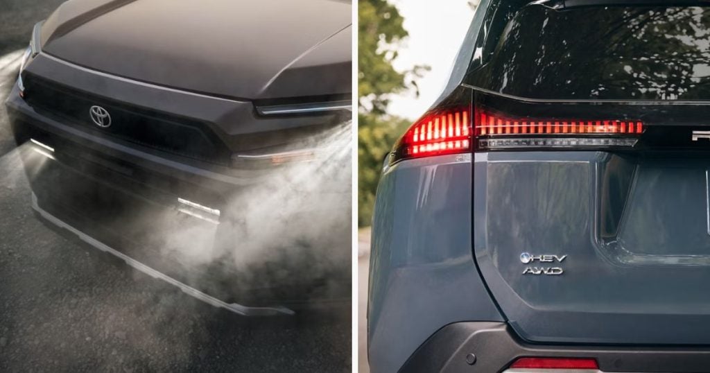 The dual beam projecter LED headlights and LED taillights of the 2026 RAV4