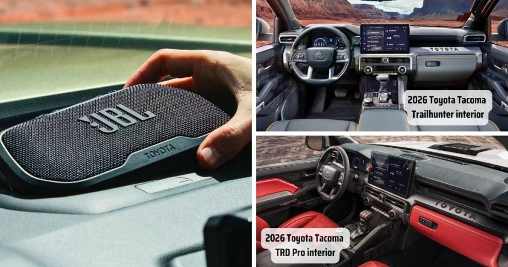 The shared interior features of the 2026 Tacoma Trailhunter and TRD Pro