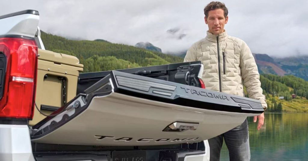 The available power open-and-close tailgate with jam protection of the 2026 Toyota Tacoma