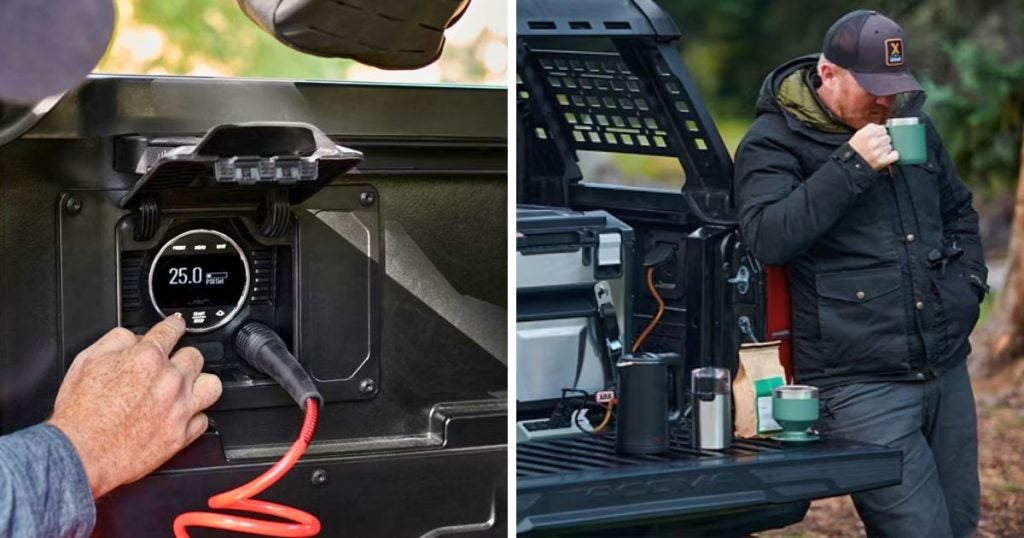 The onboard air compressor and 2400W AC power supply of the 2026 Toyota Tacoma
