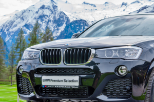 Front view of black BMW