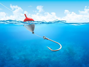 Hook and line in ocean