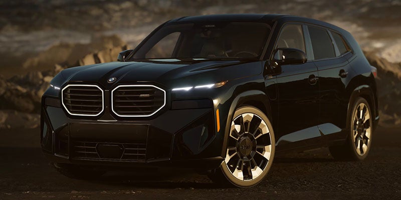 A black 2025 BMW XM at dusk