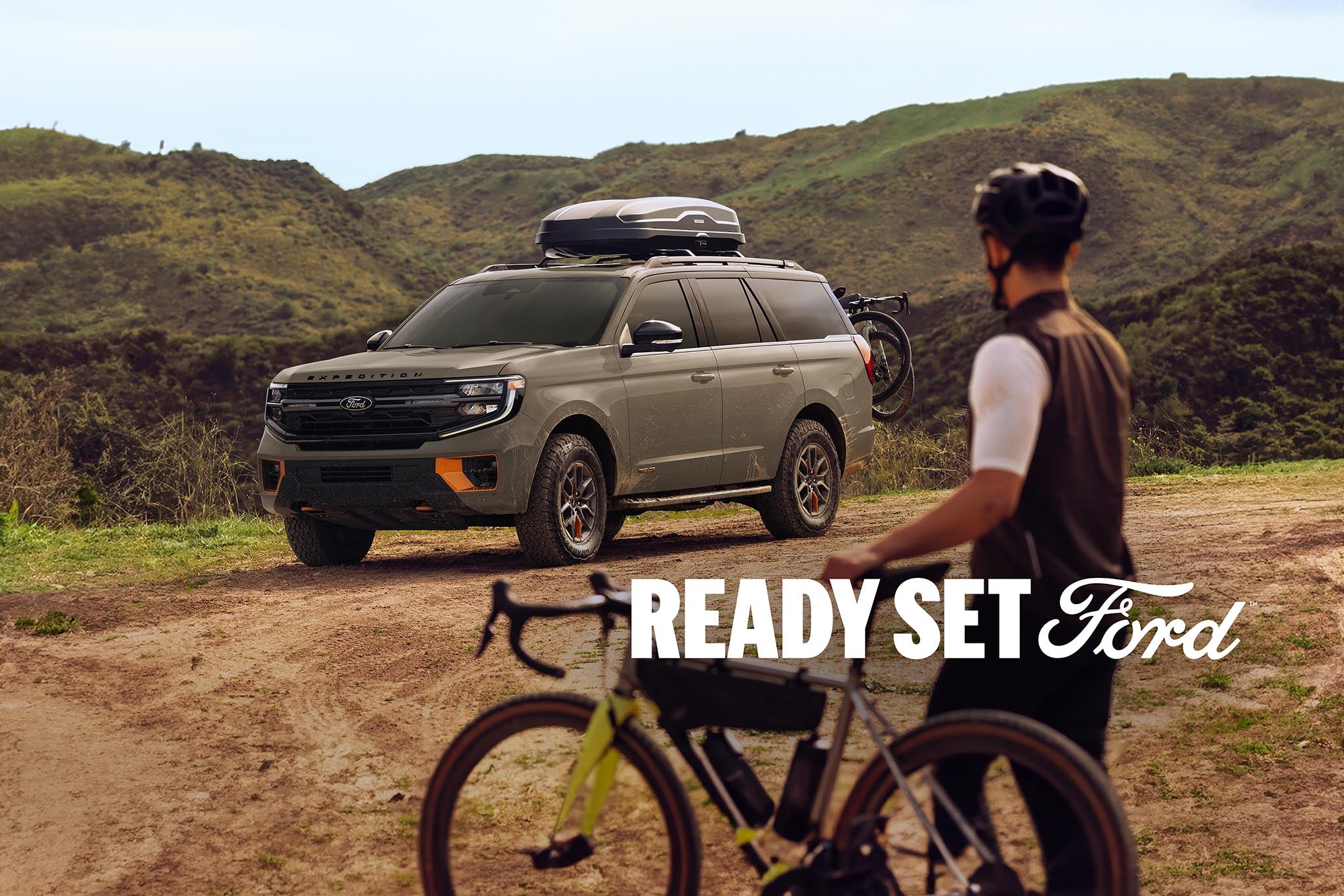 2026 Ford Expedition Tremor being driven off road on a dirt trail