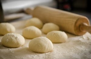 dough and rolling pin