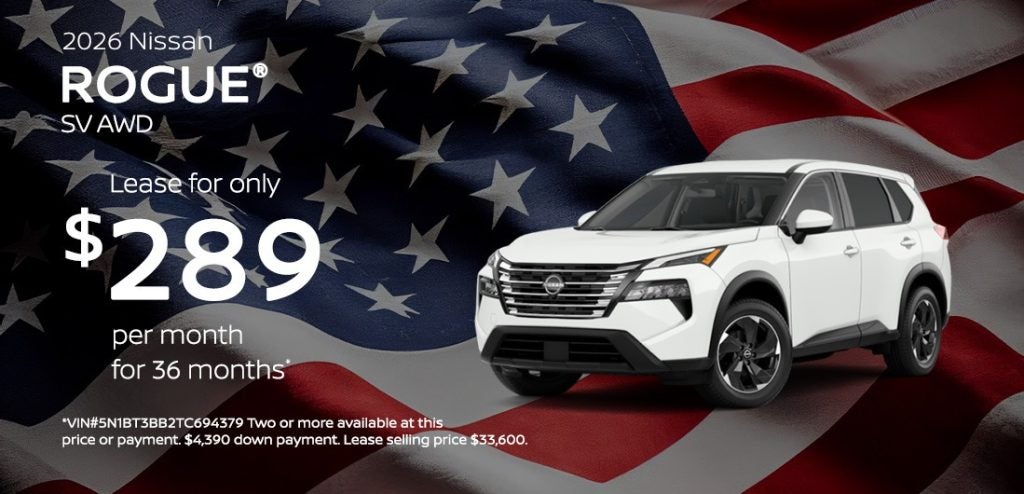 2026 Nissan Rogue SV AWD – Lease for $289 Per Month