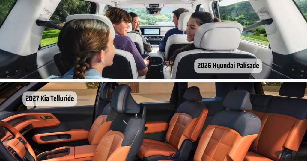 Both the 2026 Hyundai Palisade and 2027 Kia Telluride have three-row seating