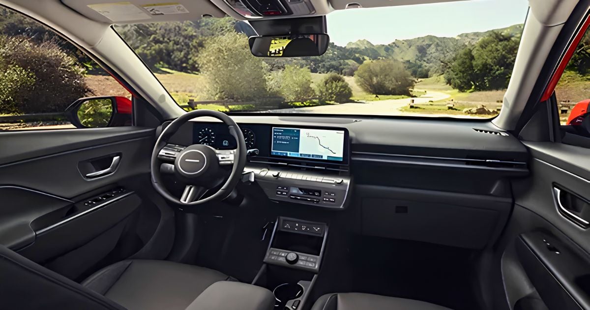 The 12.3-inch digital instrument cluster and touchscreen navigation in the 2026 Kona
