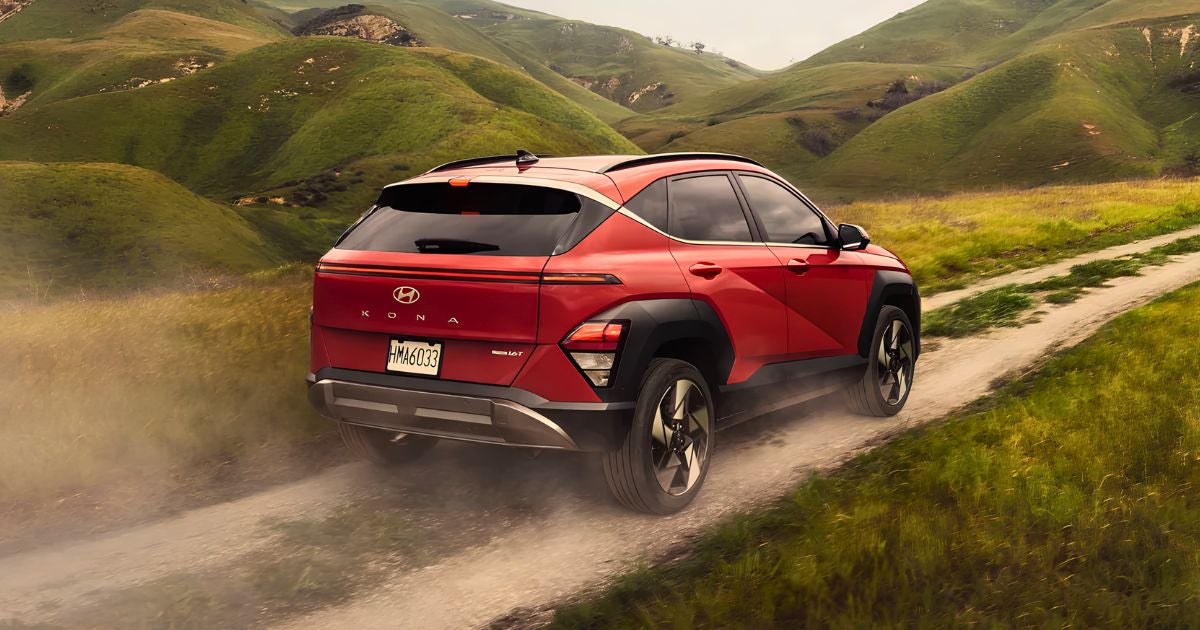 The 2026 Hyundai Kona has HTRAC All Wheel Drive for extra traction on uneven and slippery roads