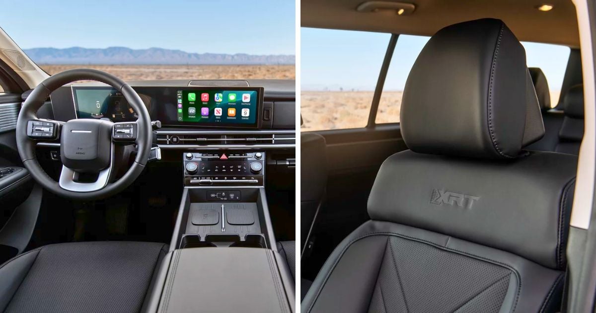 The 2026 Hyundai Santa Fe XRT features black H-Tex seating surfaces with XRT logo