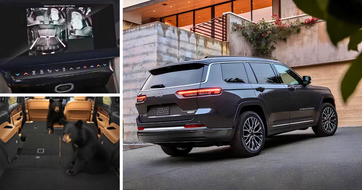 The 2026 Jeep Grand Cherokee L offers an available FamCAM and a power-folding third-row bench