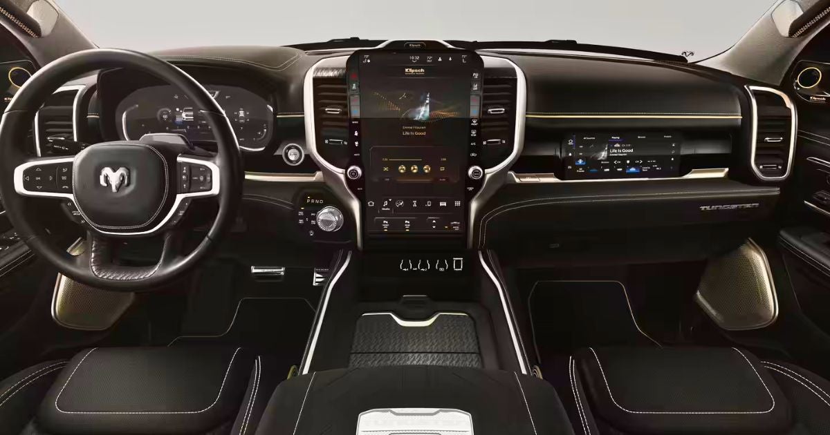 The 2026 Ram 1500 Tungsten features a 23speaker Klipsch Reference Premiere system for music lovers