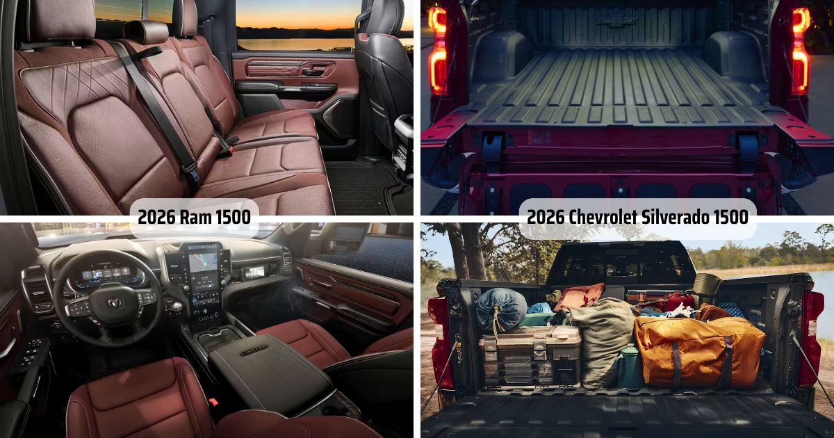 The 2026 Ram 1500's standout interior comfort features vs the 2026 Chevrolet Silverado 1500's standout Multi-Flex Tailgate and Durabed