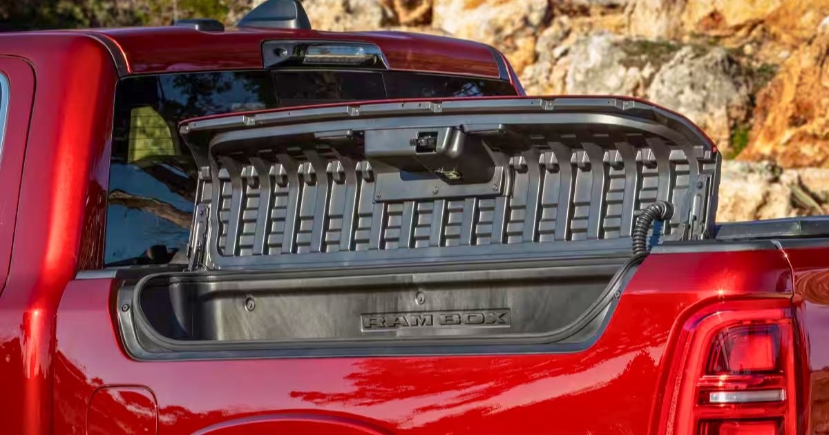 The available Class Exclusive RamBox Cargo Management in the 2026 Ram 1500 Laramie