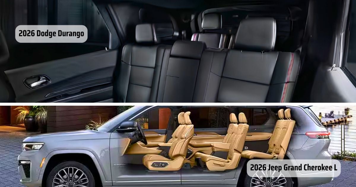 Three-row seating is one of the standard features that are similar in the 2026 Dodge Durango and 2026 Jeep Grand Cherokee L