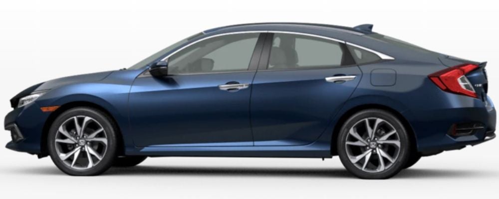 Cosmic Blue Metallic 2020 Honda Civic Sedan on White Background