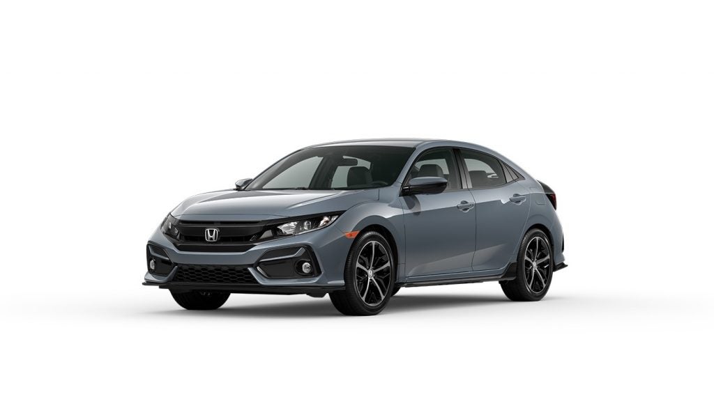 Sonic Gray Pearl 2021 Honda Civic Hatchback on White Background