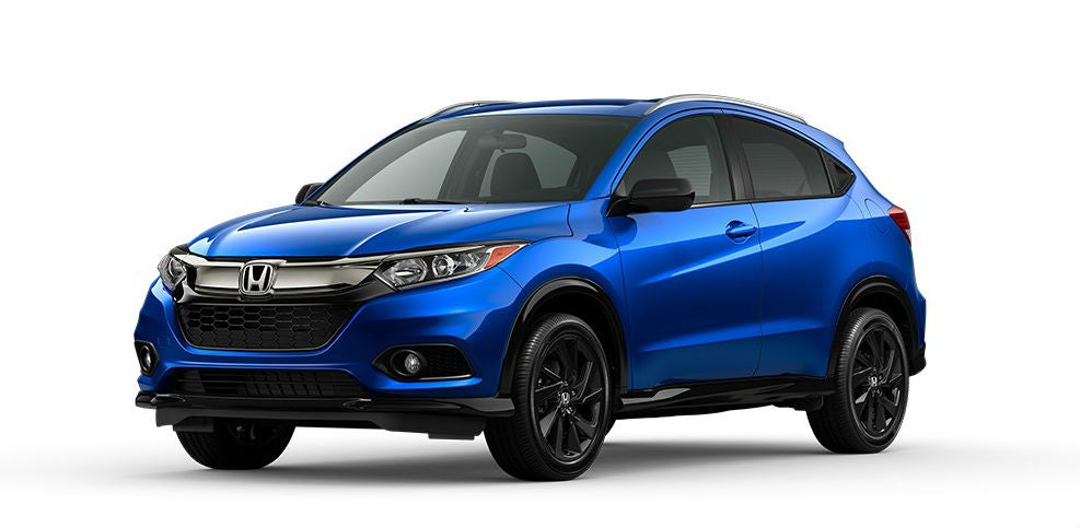 Aegean Blue Metallic 2021 Honda HR-V on White Background