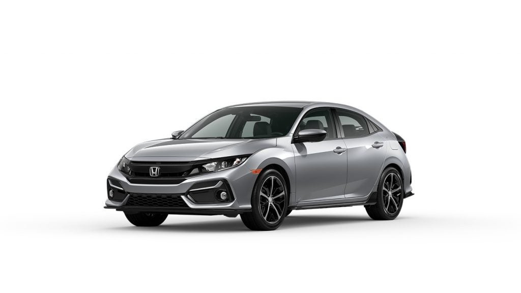 Lunar Silver Metallic 2021 Honda Civic Hatchback on White Background