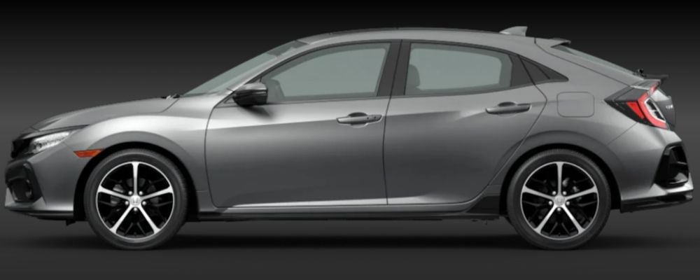 Polished Metal Metallic 2020 Honda Civic Hatchback on Black Background