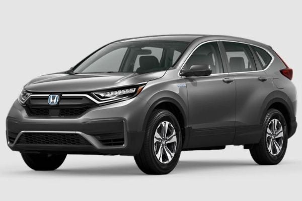 Modern Steel Metallic 2020 Honda CR-V Hybrid on White Background