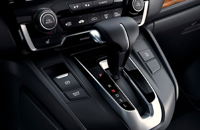 Close Up of 2021 Honda CR-V Center Console and Gear Shifter