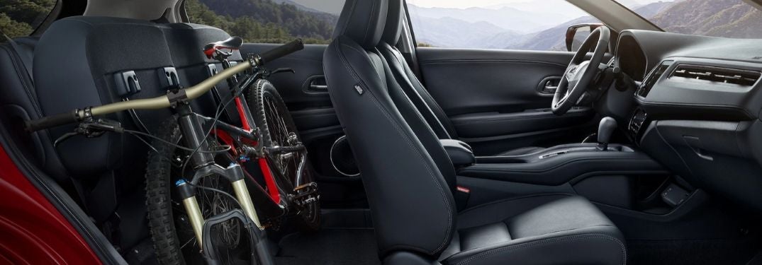 Cutaway View of 2020 Honda HR-V Interior with 2nd Row Magic Seat Up and Bike in Backseat