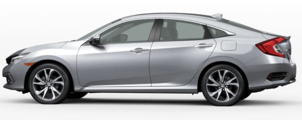 Lunar Silver Metallic 2020 Honda Civic Sedan on White Background