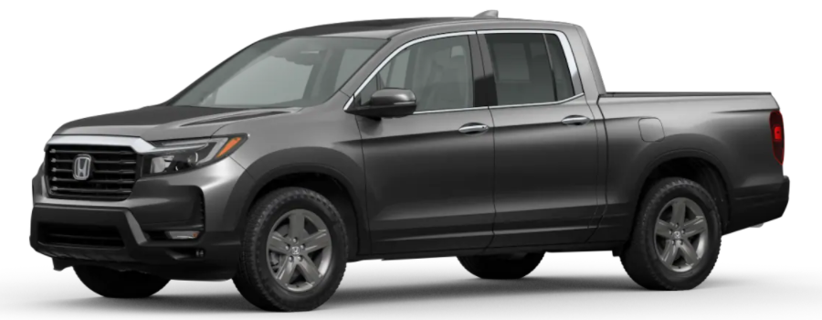 Modern Steel Metallic 2021 Honda Ridgeline on White Background