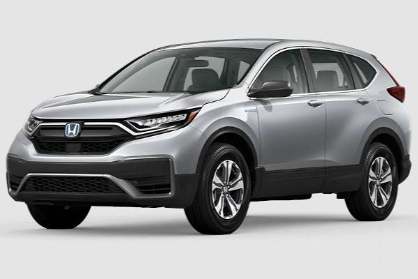 Lunar Silver Metallic 2020 Honda CR-V Hybrid on White Background