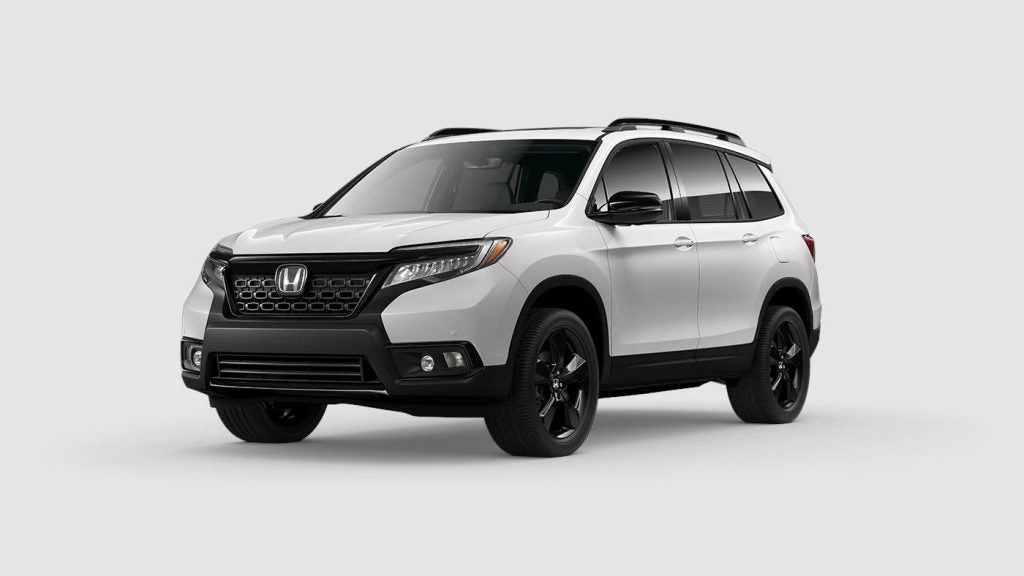 Platinum White Pearl 2020 Honda Passport on Gray Background