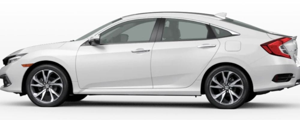 Platinum White Pearl 2020 Honda Civic Sedan on White Background
