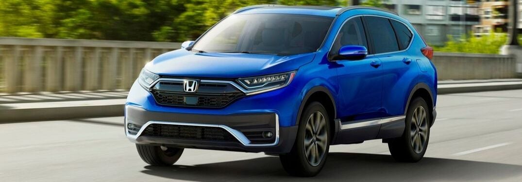 Blue 2020 Honda CR-V Front Exterior on a Bridge