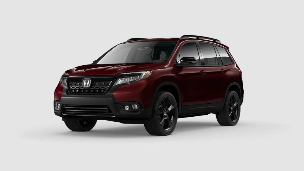 Deep Scarlet Pearl 2020 Honda Passport on Gray Background