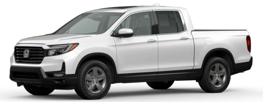 Platinum White Pearl 2021 Honda Ridgeline on White Background