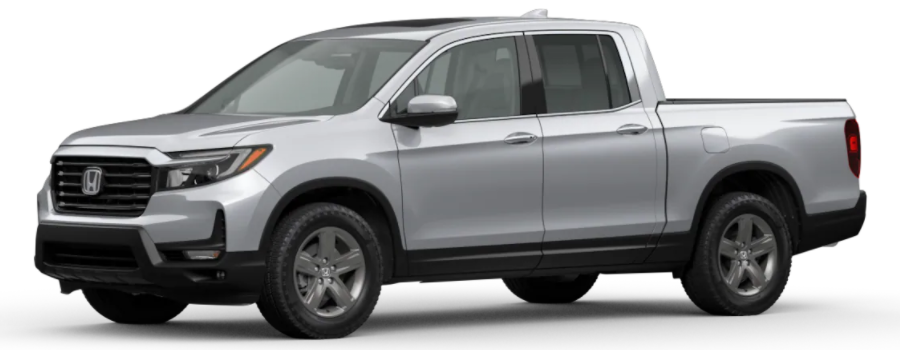 Lunar Silver Metallic 2021 Honda Ridgeline on White Background
