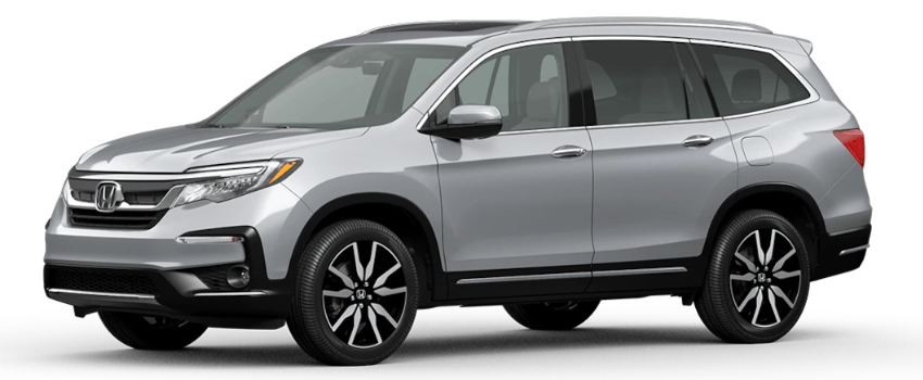 Lunar Silver Metallic 2021 Honda Pilot on White Background