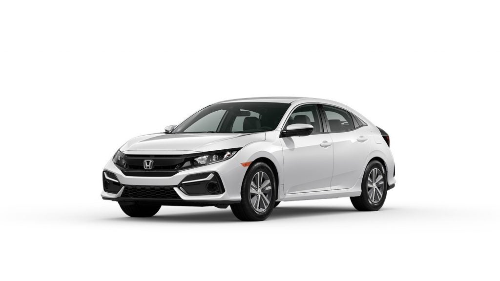 Platinum White Pearl 2021 Honda Civic Hatchback on White Background