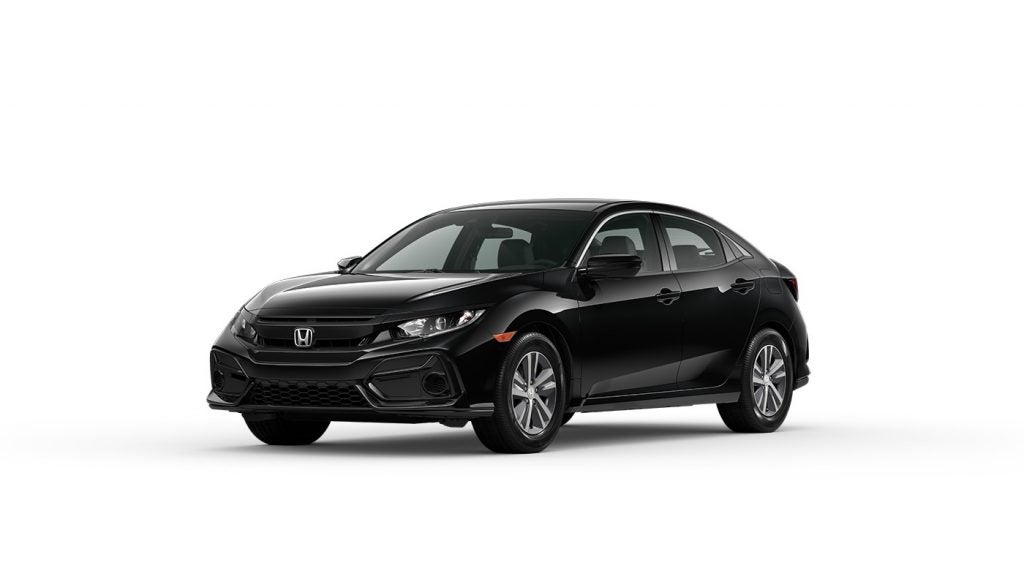 Crystal Black Pearl 2021 Honda Civic Hatchback on White Background