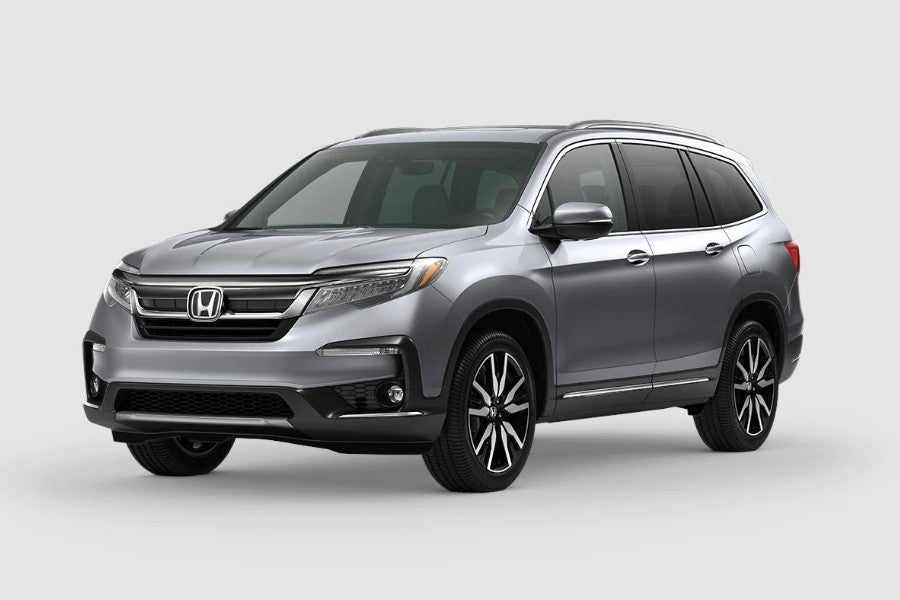Lunar Silver Metallic 2020 Honda Pilot on White Background