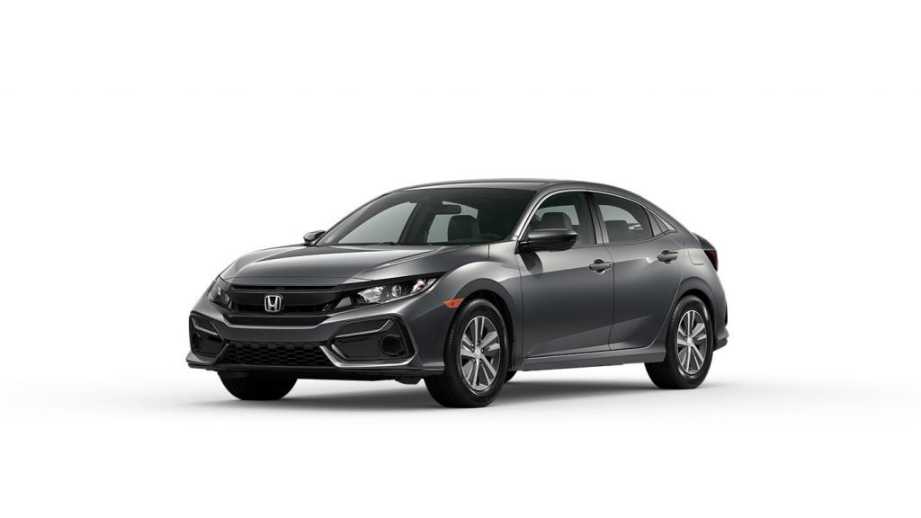 Polished Metal Metallic 2021 Honda Civic Hatchback on White Background