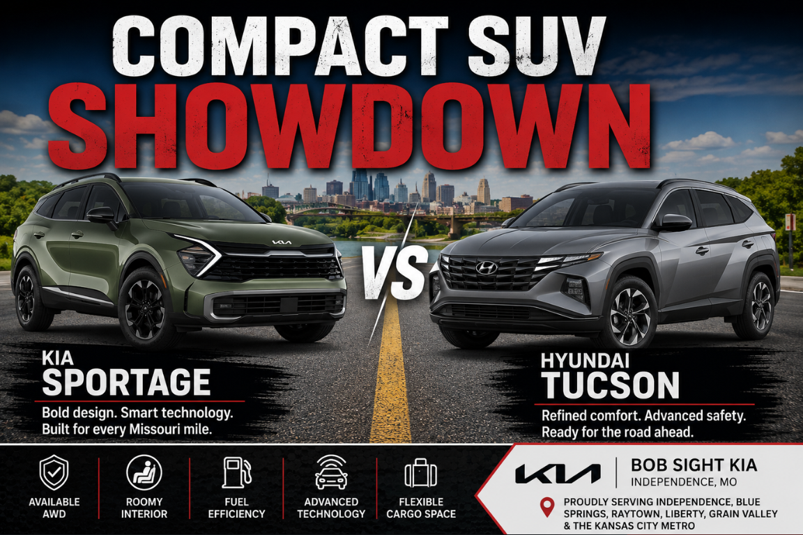 Kia Sportage vs Hyundai Tucson comparison for Missouri drivers shopping for a compact SUV at Bob Sight Kia in Independence Missouri
