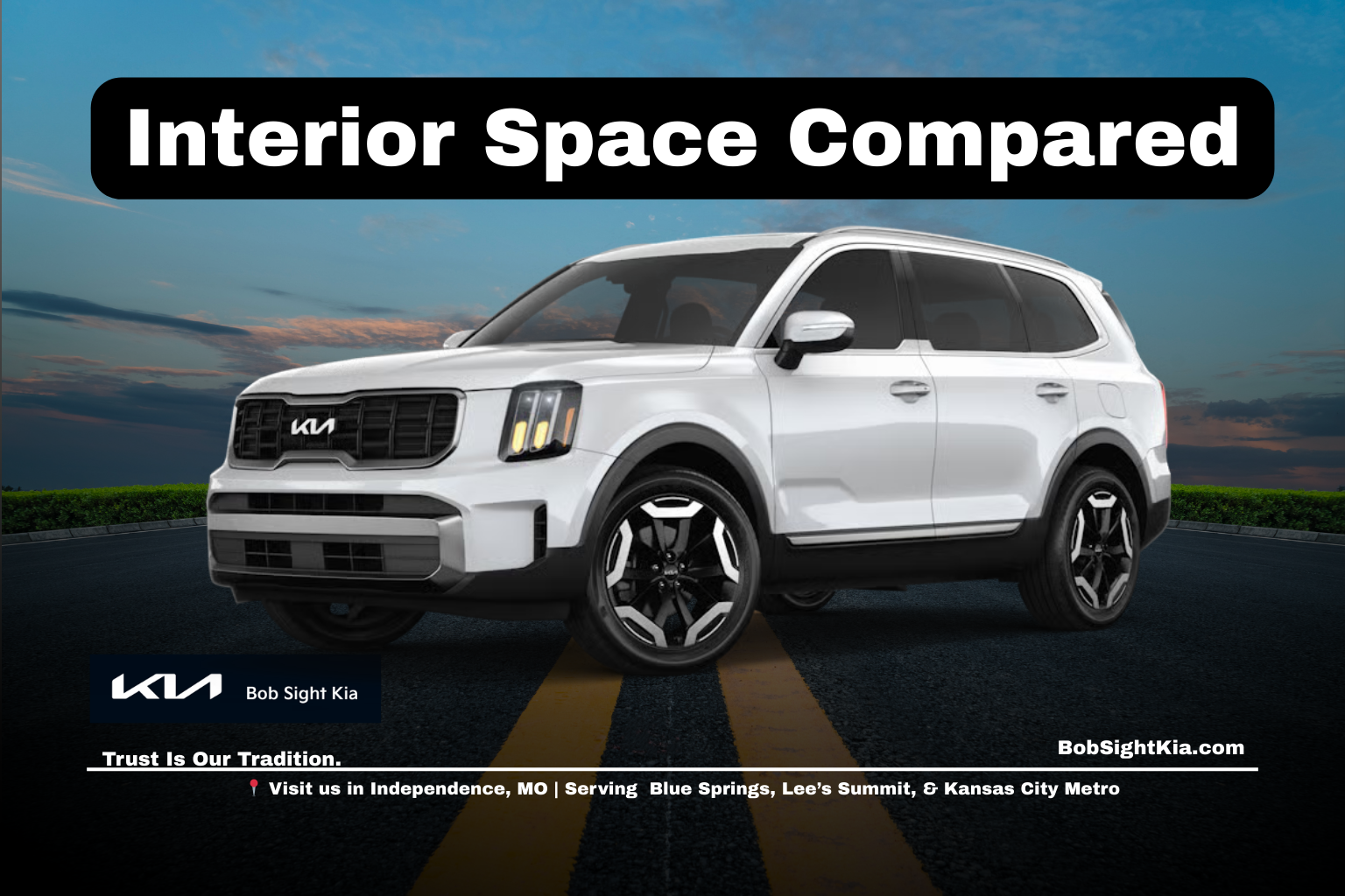 Kia Telluride vs Toyota Highlander interior space comparison at Bob Sight Kia in Independence Missouri serving Kansas City Metro families