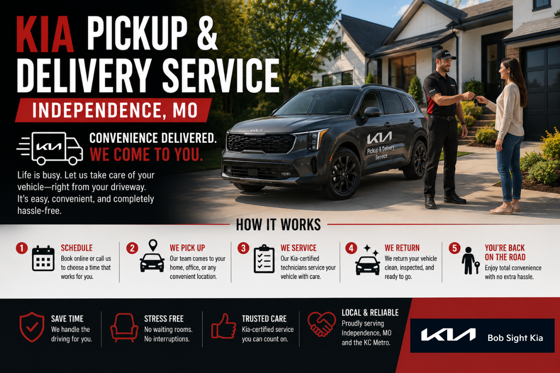 Kia pickup and delivery service in Independence Missouri from Bob Sight Kia for Kansas City area drivers
