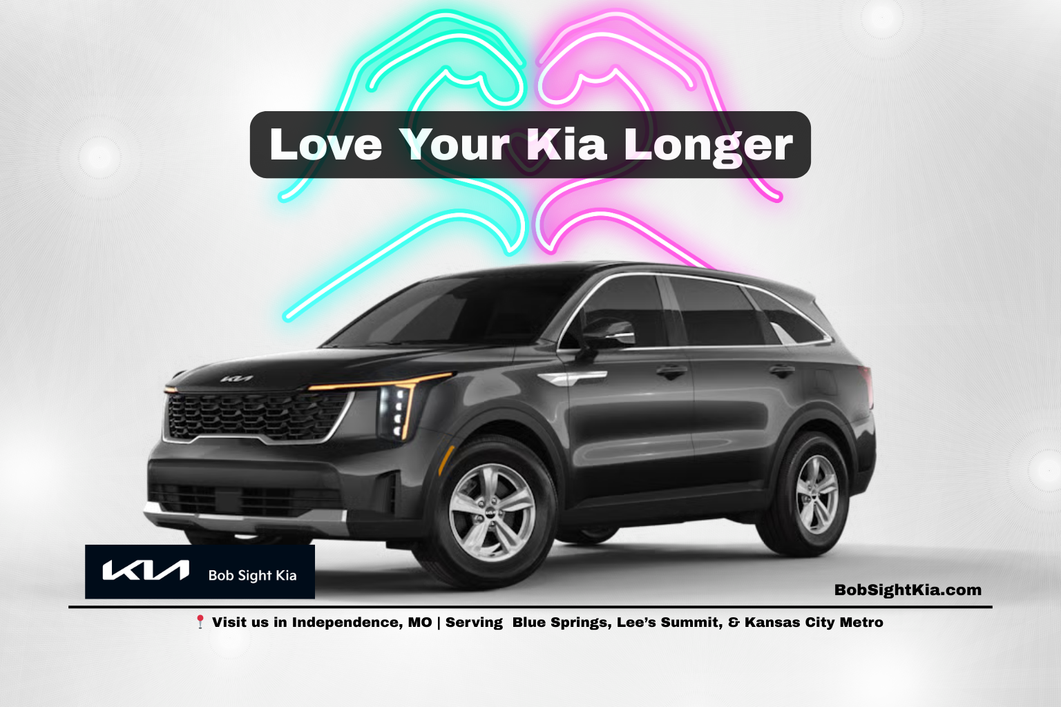 New Kia vehicles at Bob Sight Kia in Independence Missouri offering lifetime oil changes and tire rotations for Kansas City Metro drivers
