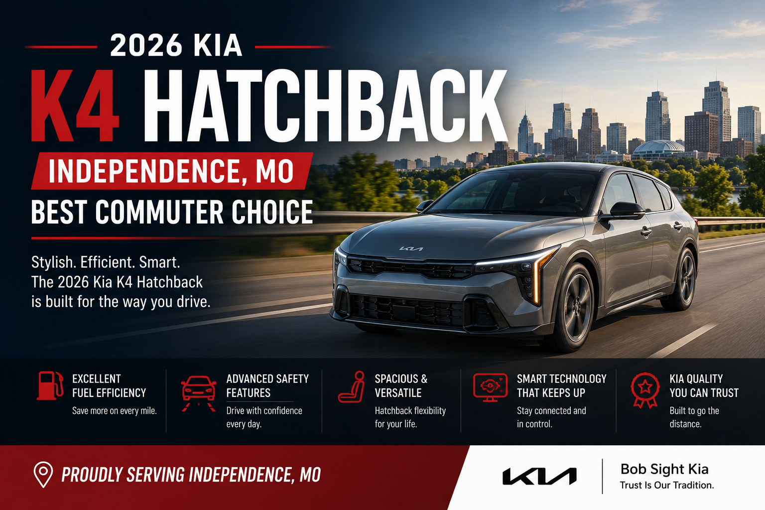 2026 Kia K4 Hatchback in Independence Missouri at Bob Sight Kia for Kansas City area commuters