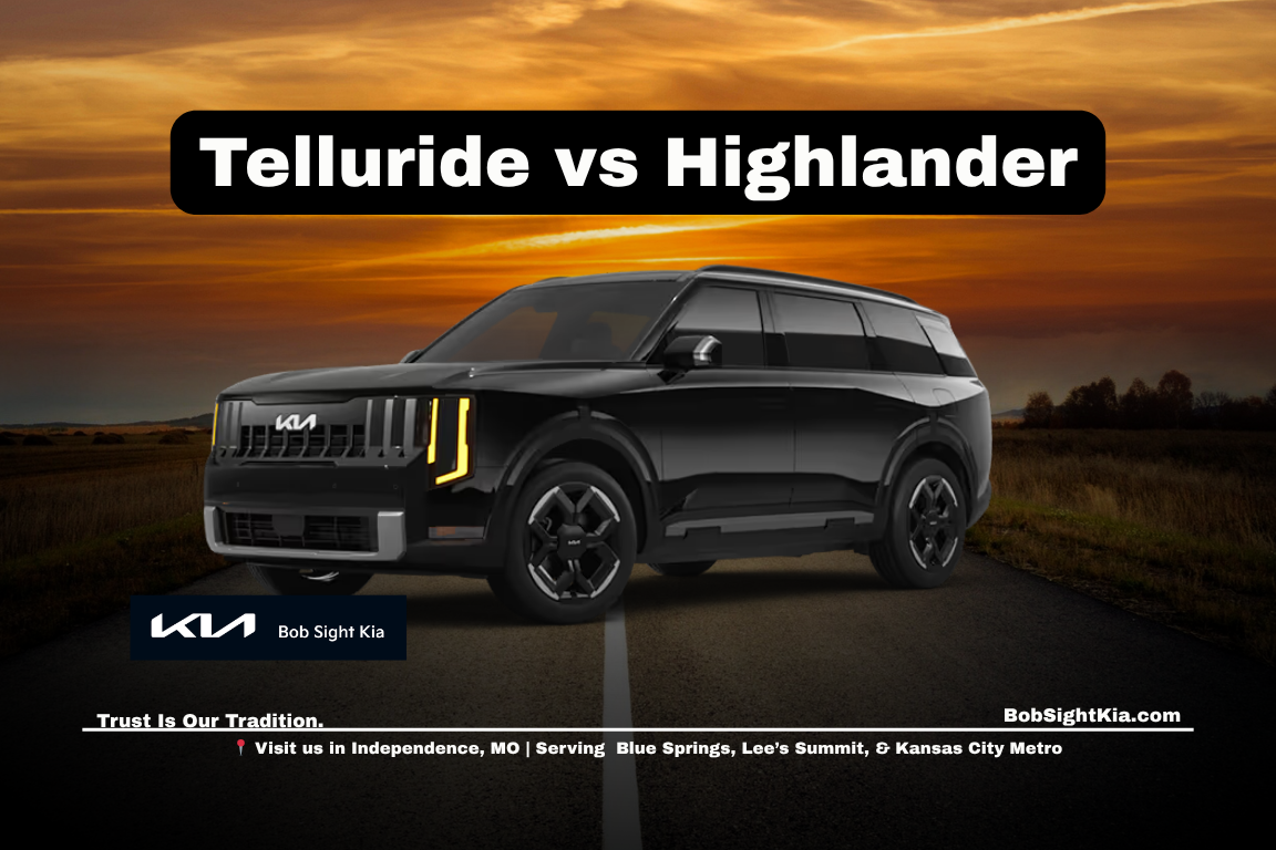 Kia Telluride and Toyota Highlander comparison for Kansas City Metro families at Bob Sight Kia in Independence Missouri