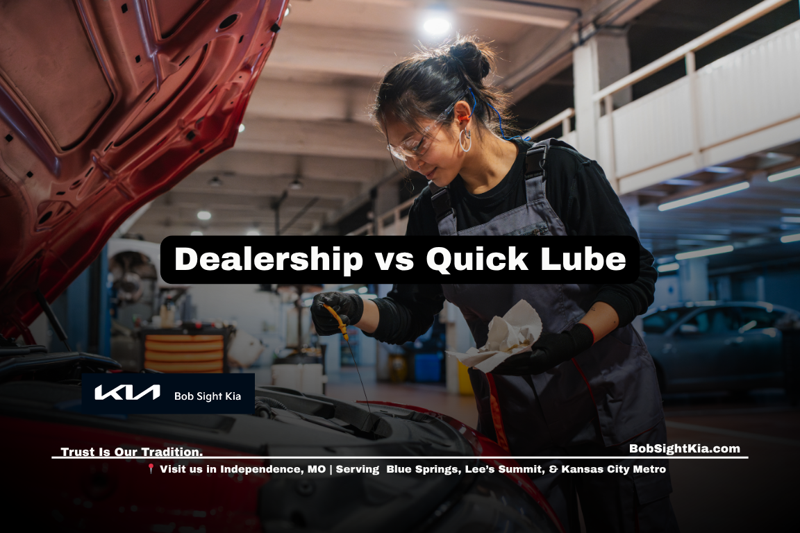 Dealership oil change service compared to quick lube shop maintenance in Independence Missouri for Kansas City Metro drivers